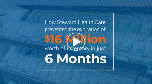 A video screenshot from a webinar entitled How Steward Health Care prevented the expiration of 16 million dollars worth of inventory in just 6 months