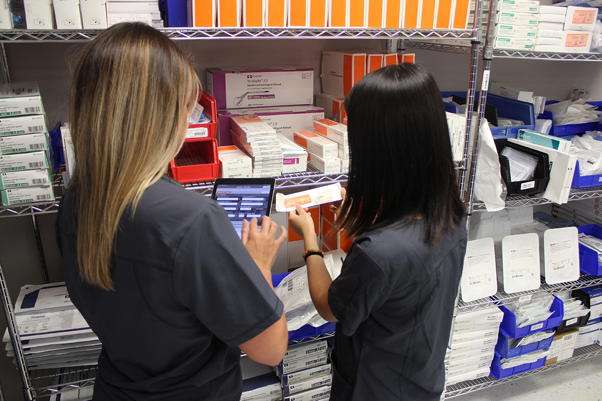 Two counters from Z5 Inventory help hospital staff count medical supplies via the mobile app.