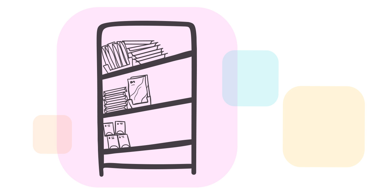 an illustration of a medical supply shelf that's unbalanced because of all the excess product taken off