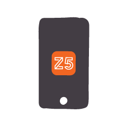 illustraton of an iPhone featuring the Z5 app logo on the screen