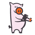 A cartoon pig scans a prescription bottle bar code with the Z5 app using a mobile device