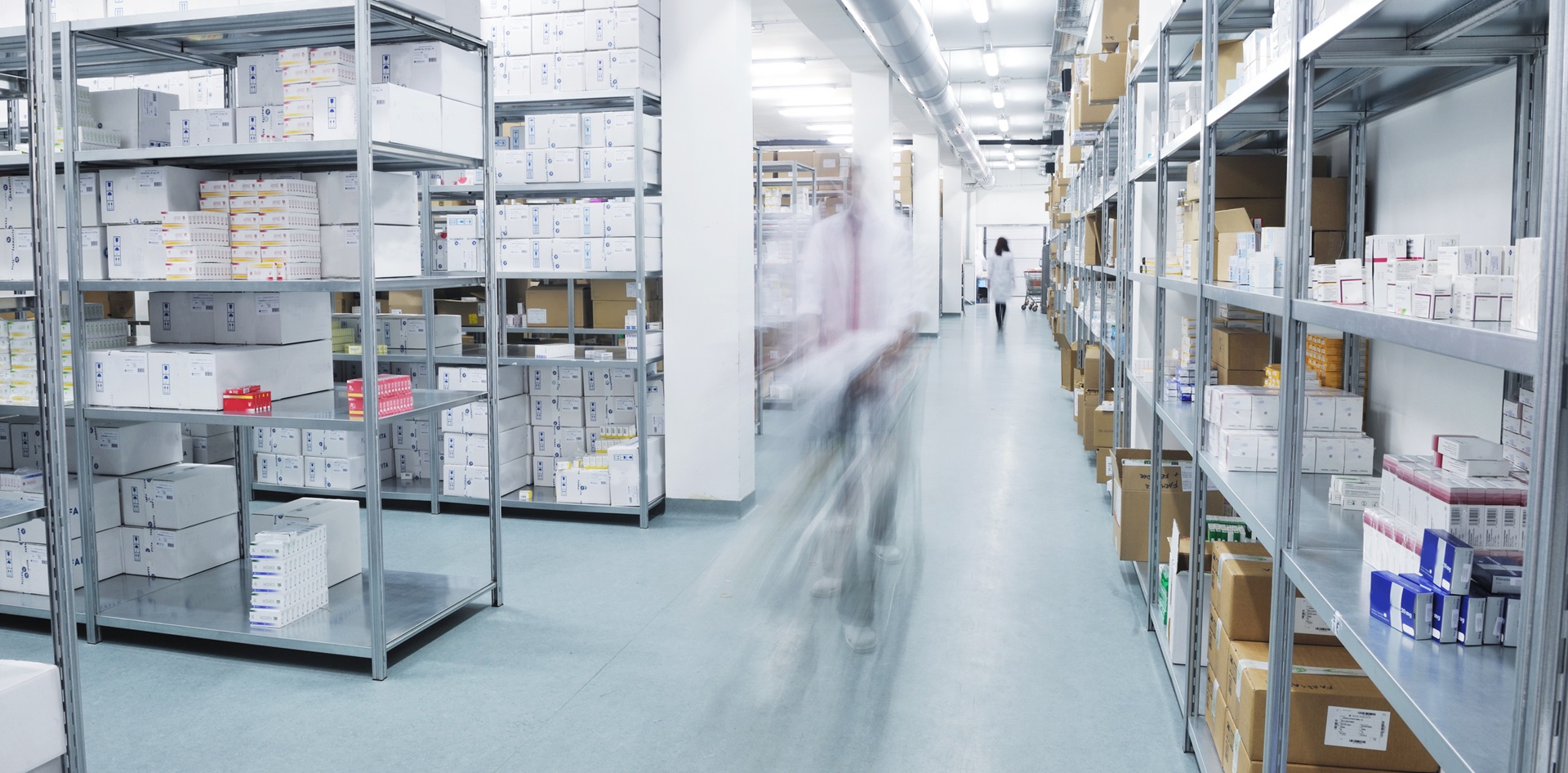 Medical Supplies in a clinical supply room.